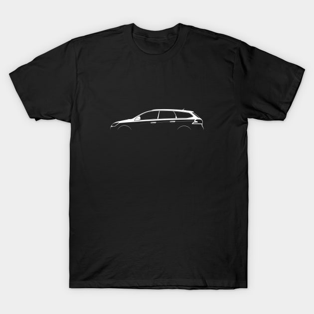 Peugeot 308 SW (2013) Silhouette T-Shirt by Car-Silhouettes